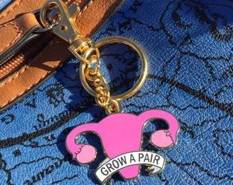 Grow a pair of ovaries keychain / Feminist keychain / Feminist gift / Reproductive rights / Holiday gift