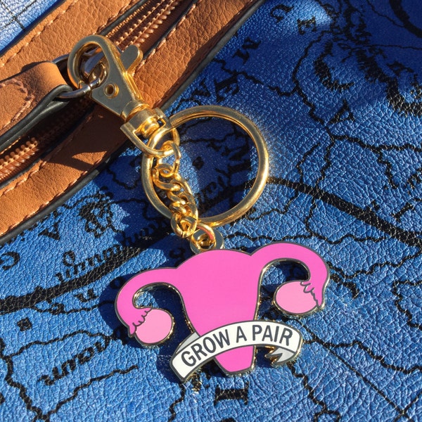 Grow a pair of ovaries keychain / Feminist keychain / Feminist gift / Reproductive rights / Holiday gift