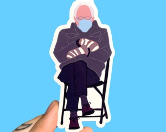 Bernie mittens sticker / Bernie 2021 inauguration sticker / Cold Bernie sticker /  Bernie drawing / Bernie Sanders stickers