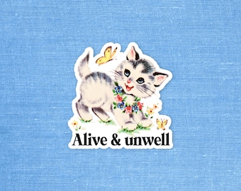Funny dark humor sticker, Dead inside sticker, Mental health, Funny sticker, Negative vibes, Dark humor, Funny cat sticker
