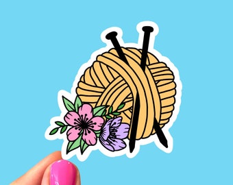 Yarn ball sticker / Knitting sticker / Sticker for knitters / I love knitting / Gift for knitters / Ball of yarn sticker / Laptop sticker