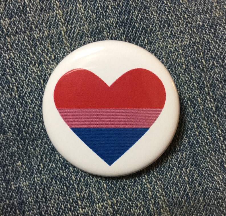 Bisexual Pride Heart Button Bisexual Flag Pin Etsy 