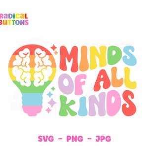 Neurodiversity SVG PNG JPG, Mental health Svg, Autism Svg, Minds of all kinds Svg, Neurodivergent, Svg Files, Digital Download