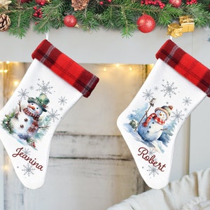 Matching Christmas Stockings Personalized with Snowman Design