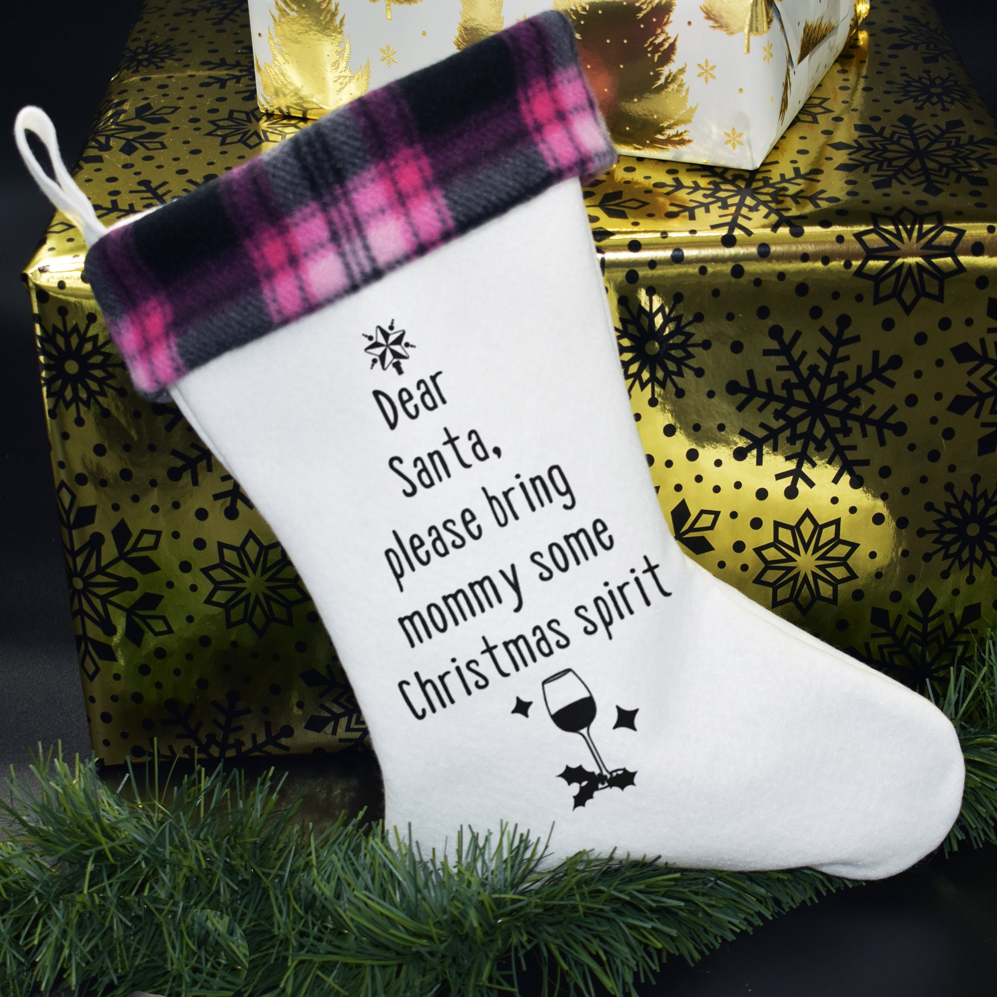 Funny Christmas Stocking Dear Santa Please Bring Mommy Some  Etsy