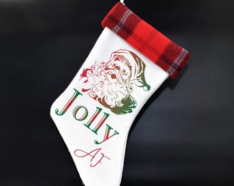 Funny Christmas Stocking, Jolly AF Santa Christmas Stocking, Christmas Sarcasm, Humor, Funny Santa, Holiday Sock, Jolly Santa