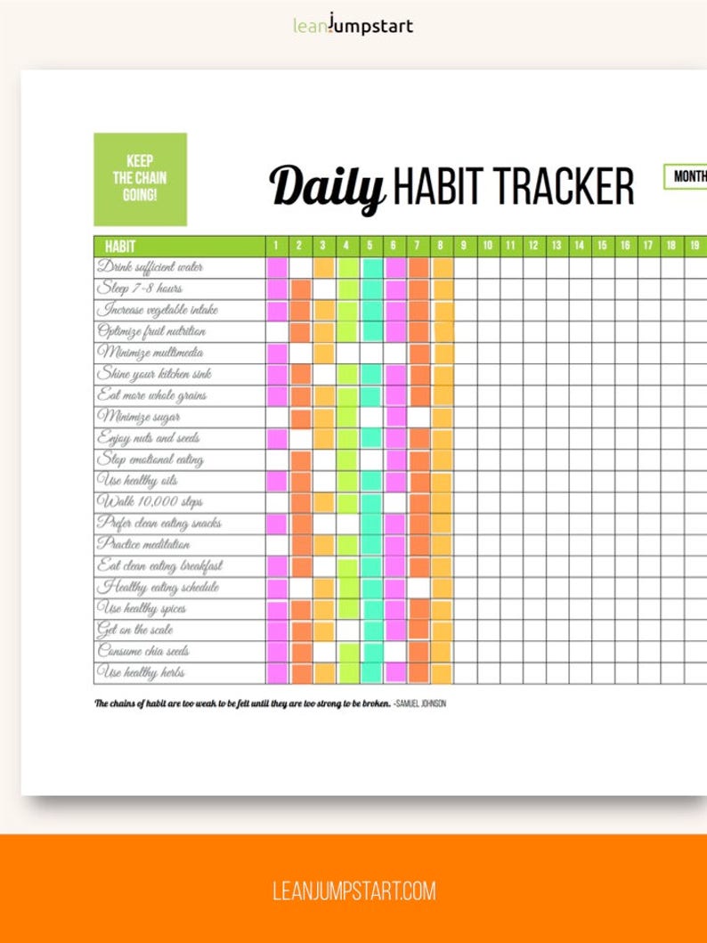 Daily Habit Tracker, Habit Tracker Printable, Health Printable, Weight