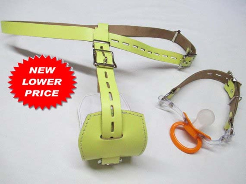SALE ABDL Leather Lemon Locking Diaper Harness & Matching image 0.