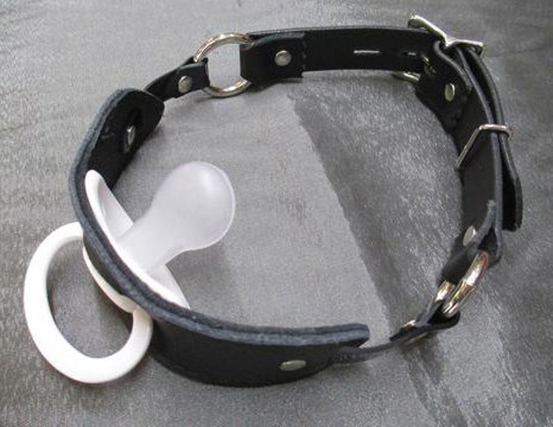 Leather AB/DL Locking Maxi Design Pacifier Holder Gag Etsy