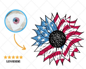 America Sunflower, Patriotic Sunflower, USA Sunflower Svg, USA Proud Svg