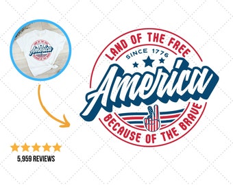 Land of The Free Svg, Citação de 4 de julho, Love America Svg, Kids 4 de julho