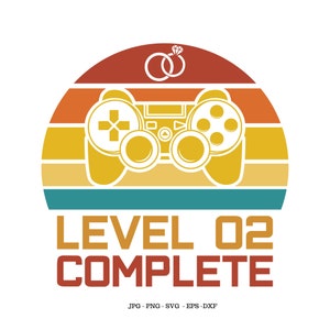 Juego terminado, controlador de juego, boda de jugadores, videojuego retro, recién casados Svg