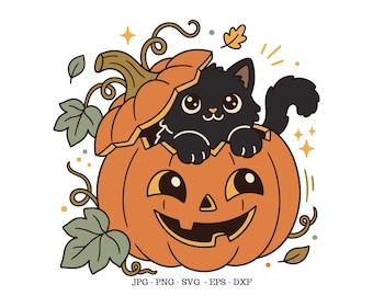 Halloween mit schwarzer Katze, Geschenk für Katzenliebhaber, Halloween-Aktion mit Katzen
