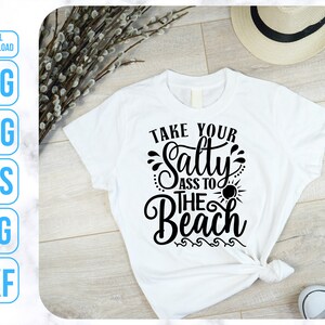 Stay Salty Svg, Trendy Summer Svg, Beach House Sign Svg, Funny Tote Svg image 3