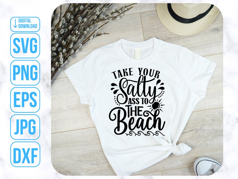 Stay Salty Svg, Trendy Summer Svg, Beach House Sign Svg, Funny Tote Svg image 3