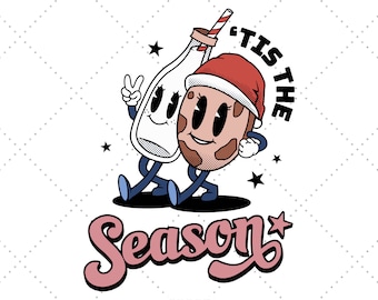Tis The Season Svg, Cookies and Milk, Cute Christmas Png, Christmas Season Png, Xmas Design