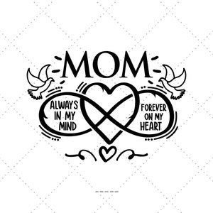 Au paradis Svg, maman au paradis, mémorial de la perte de maman, mémoire d'un être cher, perte de mère