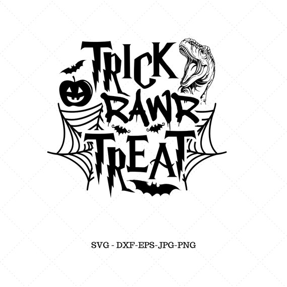 Trick Or Treat Dinosaur Svg Dino Party Halloween Svg Etsy