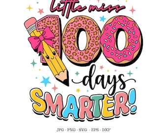 100 días más inteligente SVG, señorita 100 días, diseño escolar para niñas