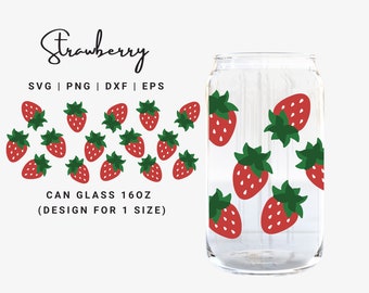 Strawberry Glass Can Svg, Sweet Strawberry, Can Wrap Svg, Red Strawberry, Coffee Cup Svg