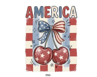 American Cherries Png, Freedom Shirt Png, Girly USA