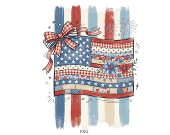 American Flag Png, Red White Png, Patchwork Png