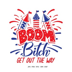 Boom Svg, Pop Culture Gift, jaren 90 Rap, Snarky Svg, Independence Day Svg, Full Color Design, Vuurwerk Svg