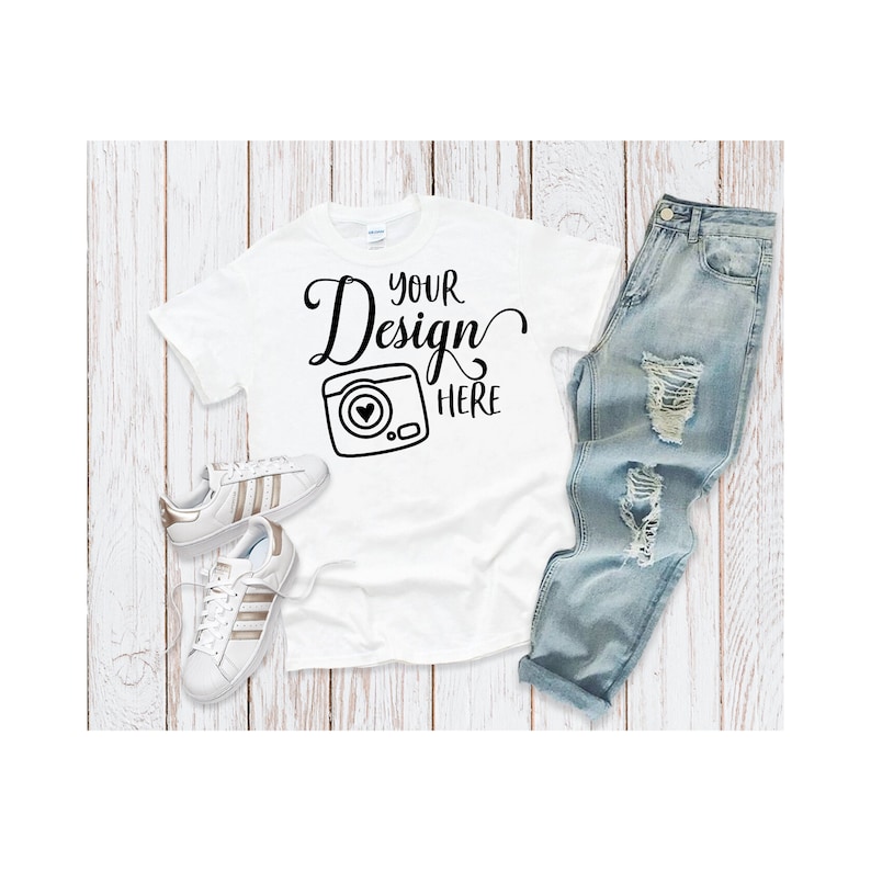 Download Gildan 500 Digital File Shirt Mock Up Flat Lay Mockup | Etsy