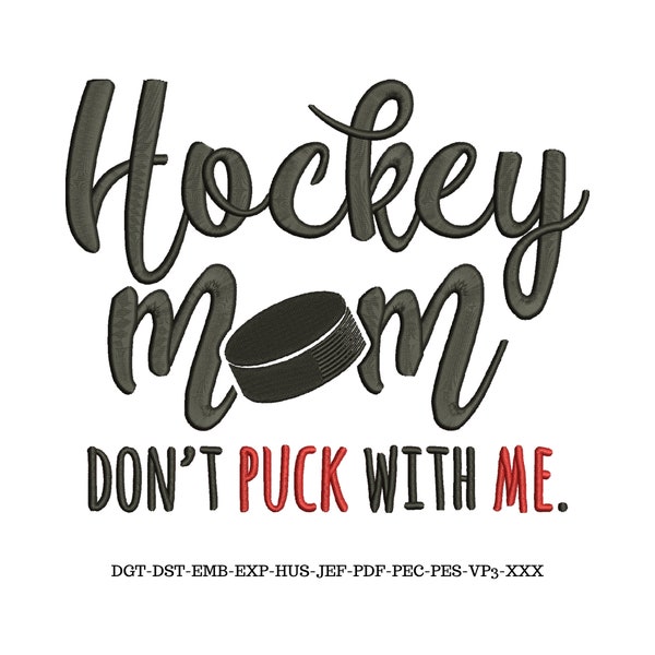 Hockey Embroidery, Embroidery Download, Hockey Mom, Hockey Gifts, Hockey Gift