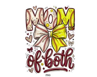 Mom of Both, Team Mom Gift, Softball Mom, Baseball Mom
