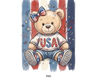 Teddy Bear USA, Bear Png, Cute Bear Png, 4th of July