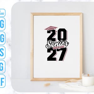 Koszulka SVG dla absolwentów, klasa 2027, szyld SVG dla absolwentów, projekt ukończenia szkoły zdjęcie 4