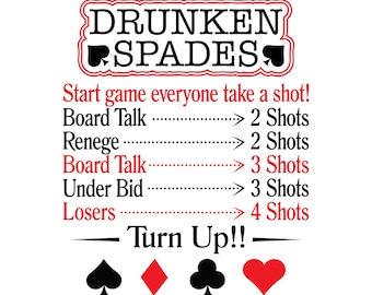 Spades, Adult Games, Game Night, Drinking Games, Card Games, Card Night, Digital Download