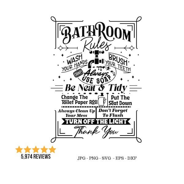 Bathroom Rules Svg, Bathroom Sign Png, Toilet Rules Svg, Bathroom Quotes Svg