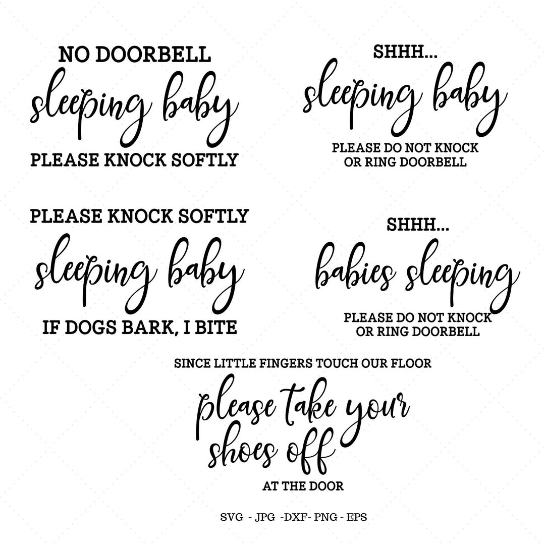 Baby Sleeping Sign, Do Not Knock Sign, Baby Sleeping, Front Door Sign ...