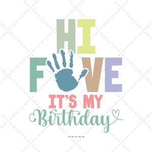5th Birthday Svg, High 5 Party, 5th Birthday, Age 5 Birthday, Child Birthday Svg, Fifth Svg