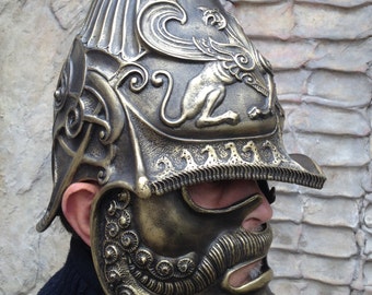 トラキアの兜のレプリカ：古代グリフォンのマスク、金属彫刻 - Etsy 日本
