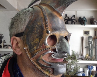 Metallic Silver Steampunk Mask: Burning Man Costume Helmet