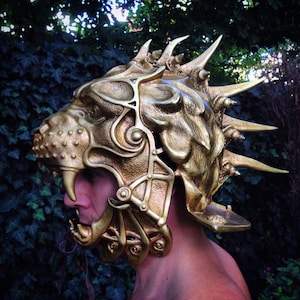 Oude Gladiatorhelm, Armor Larp, Helm, Larp, Maskerade Masker, Predator Lion Helm, Gouden Maskerade Masker, Maskerade Masker Mannen, Masker