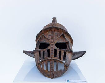 Ancient Helmet, Larp Helmet, Gladiator Helmet, Ancient Armor, Helmet Mask Face Mask Rusty Metal Helmet Larp Armor Cosplay Helmet Props Mask