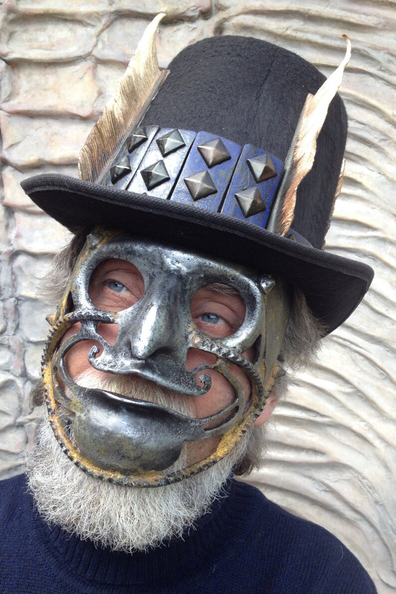 Steampunk Mask and Cylinder Devil Mask Hat Steampunk Carnival Mask Masquerade Mask Mask Festival Hat Halloween Costume Mask Face Demon