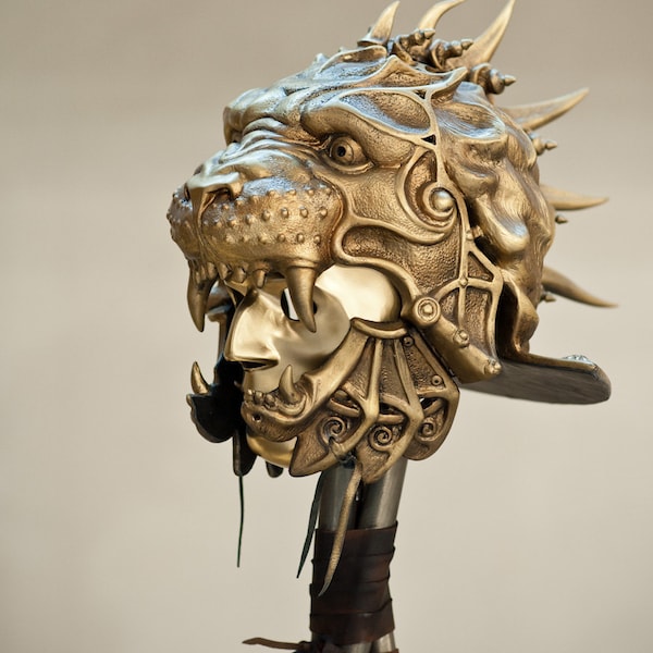 Mask Helmet, Gladiator Helmet, Predator Helmet, Lion Sculpture Ancient Helmet Military Armor Museum Quality Art Mask Warrior Masquerade Mask