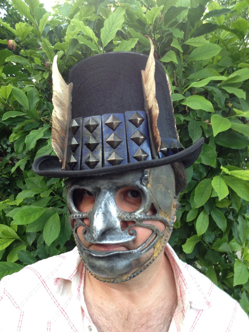 Steampunk Mask and Cylinder Devil Mask Hat Steampunk Carnival Mask Masquerade Mask Mask Festival Hat Halloween Costume Mask Face Demon