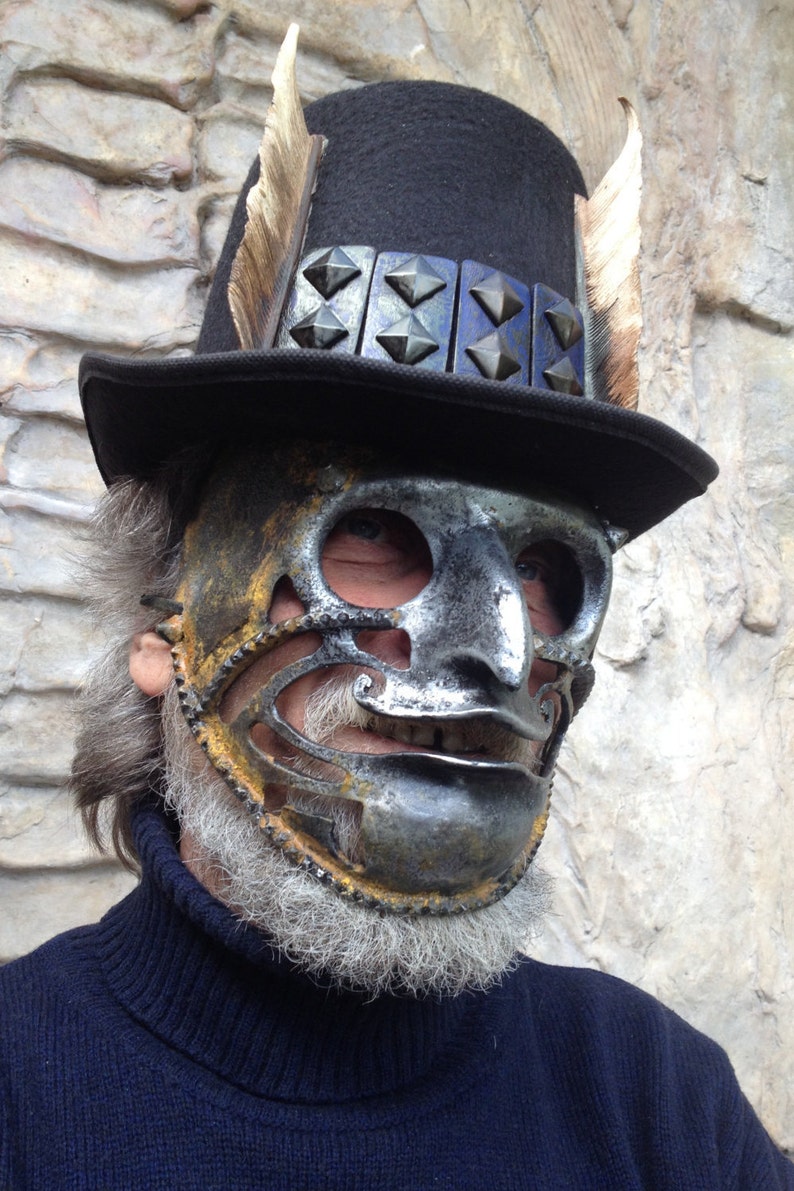 Steampunk Mask and Cylinder Devil Mask Hat Steampunk Carnival Mask Masquerade Mask Mask Festival Hat Halloween Costume Mask Face Demon