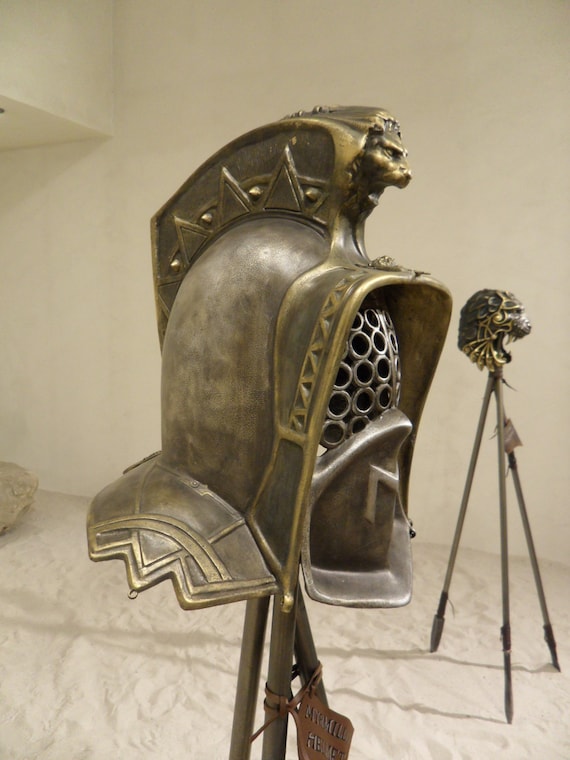 Elmo Pretoriano Romano Dorato - Elmetto Medievale Decorativo, Unisex, Per Costumi E Halloween - Foto 8