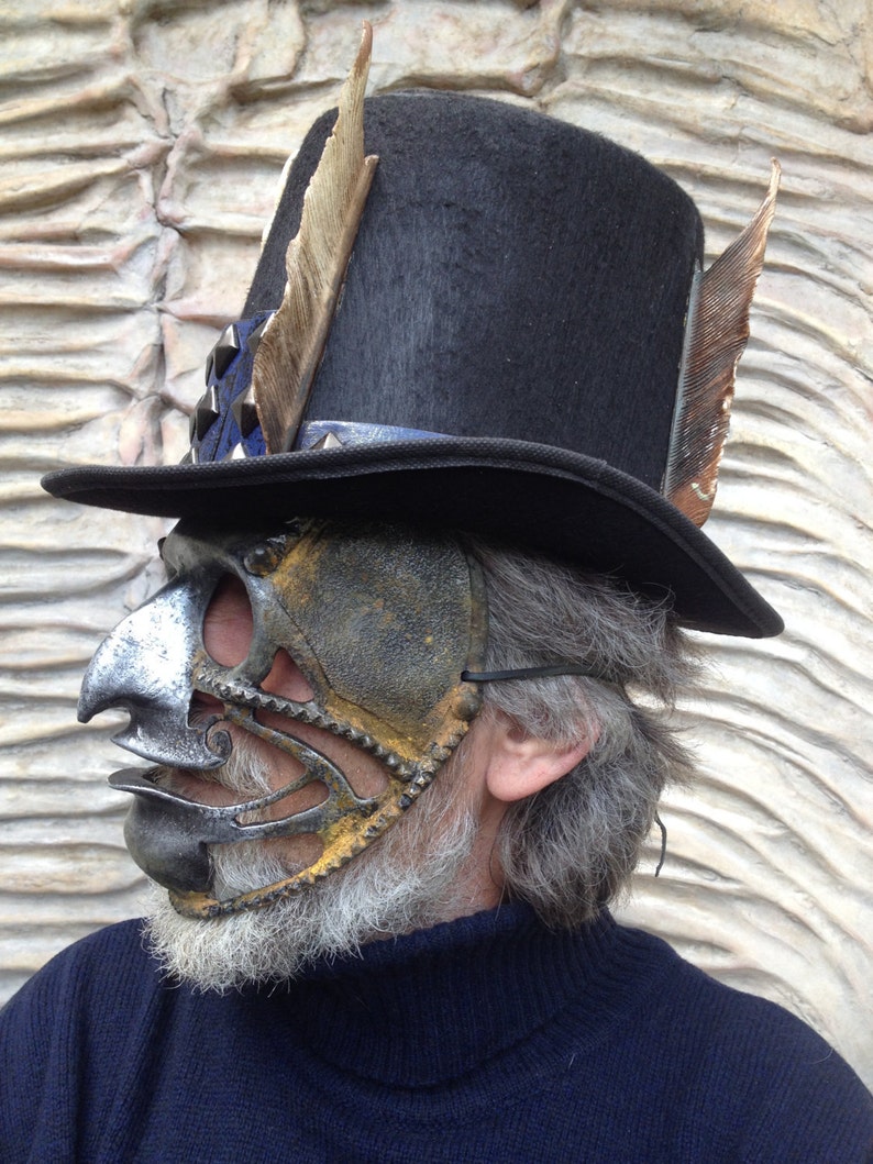 Steampunk Mask and Cylinder Devil Mask Hat Steampunk Carnival Mask Masquerade Mask Mask Festival Hat Halloween Costume Mask Face Demon