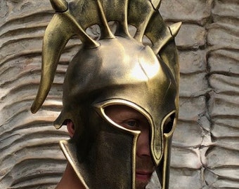 Bronze Fiberglass King Helmet: Cosplay Armor, LARP Costume