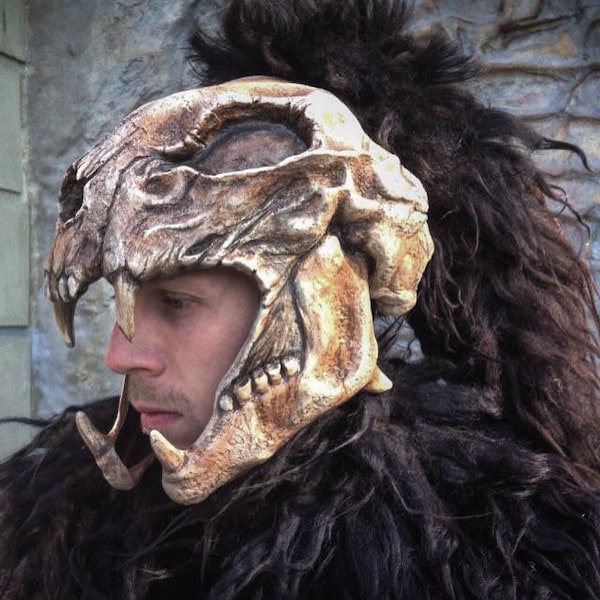 Casque Kurgan Highlander : masque crâne d'animal en fibre de verre, accessoire GN Cosplay