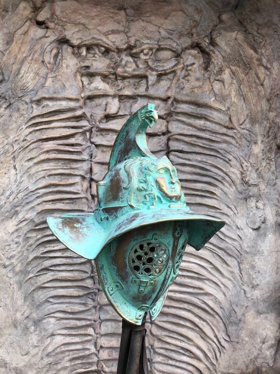 Handmade Gladiator Helmet: Roman Era Replica, Patina Finish