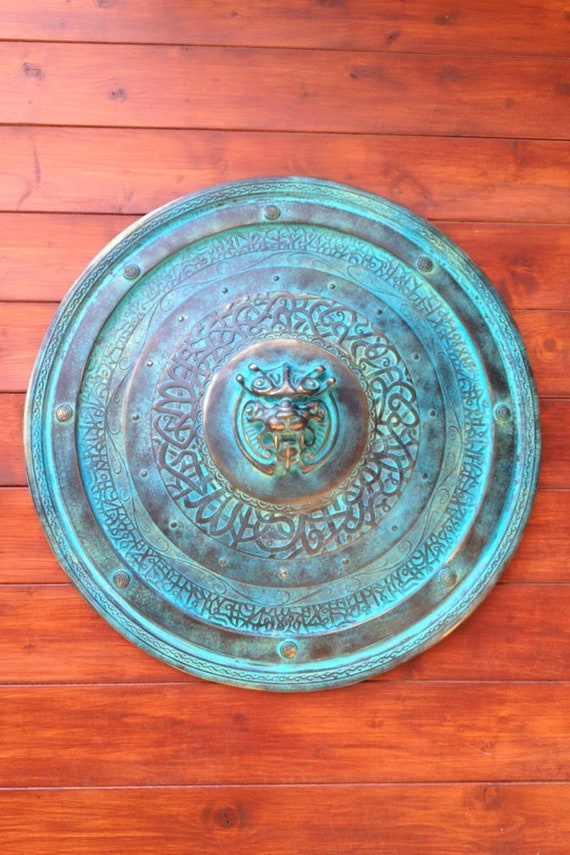 Fiberglass Larp Shield: Bas Relief Art, Warrior Armor (Wall Decor)